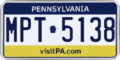PA license plate MPT5138