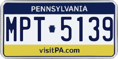 PA license plate MPT5139