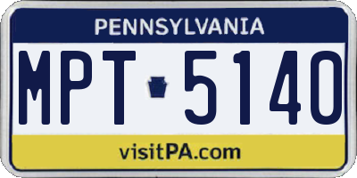 PA license plate MPT5140