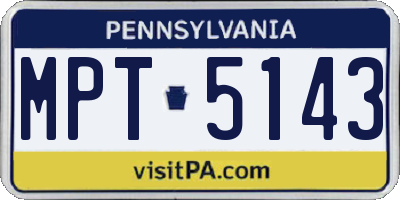 PA license plate MPT5143