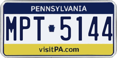 PA license plate MPT5144