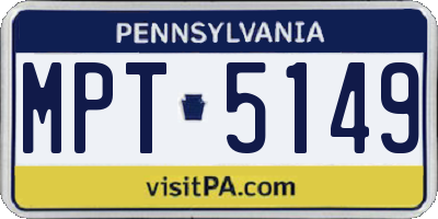 PA license plate MPT5149