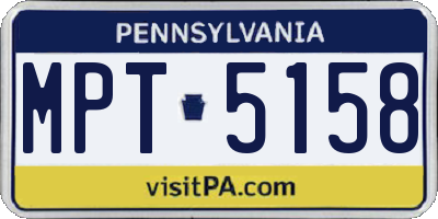 PA license plate MPT5158