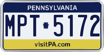 PA license plate MPT5172