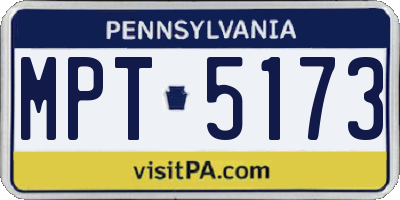 PA license plate MPT5173