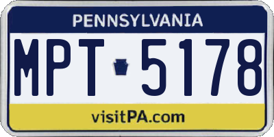PA license plate MPT5178