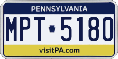 PA license plate MPT5180