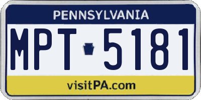 PA license plate MPT5181