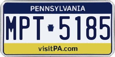PA license plate MPT5185
