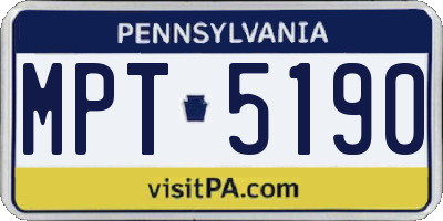 PA license plate MPT5190