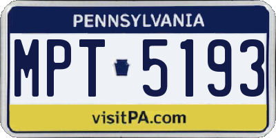 PA license plate MPT5193
