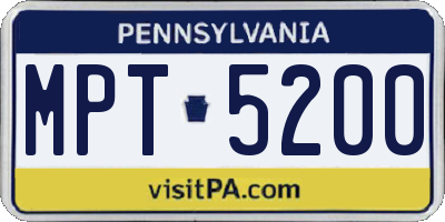 PA license plate MPT5200
