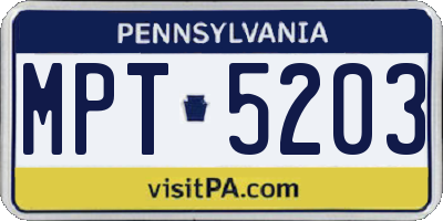 PA license plate MPT5203