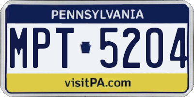 PA license plate MPT5204