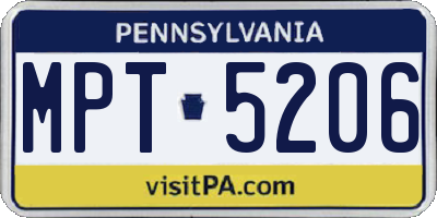 PA license plate MPT5206