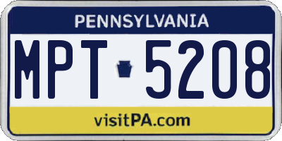 PA license plate MPT5208