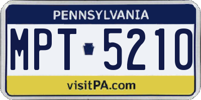 PA license plate MPT5210
