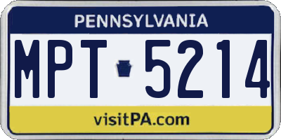 PA license plate MPT5214