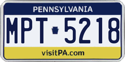 PA license plate MPT5218
