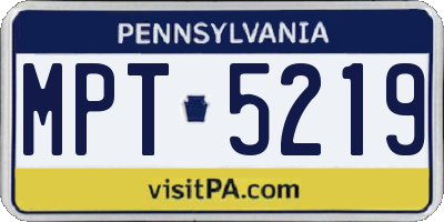 PA license plate MPT5219
