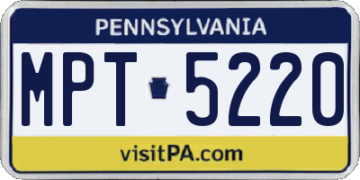PA license plate MPT5220