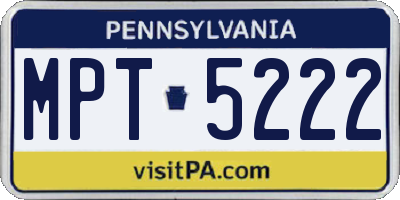 PA license plate MPT5222