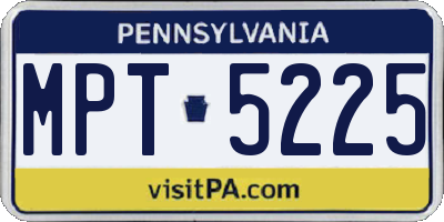 PA license plate MPT5225
