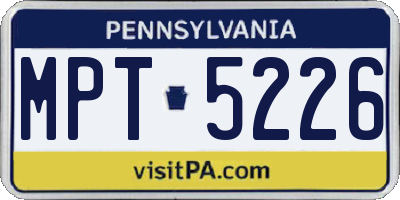 PA license plate MPT5226
