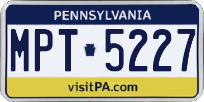 PA license plate MPT5227