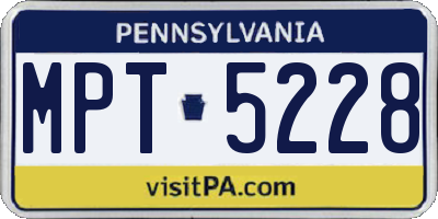 PA license plate MPT5228