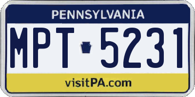 PA license plate MPT5231