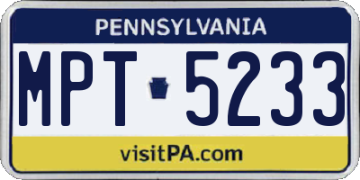 PA license plate MPT5233