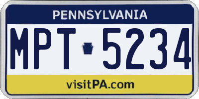 PA license plate MPT5234