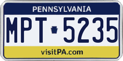 PA license plate MPT5235