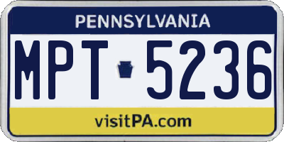 PA license plate MPT5236