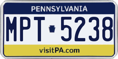 PA license plate MPT5238