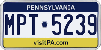 PA license plate MPT5239
