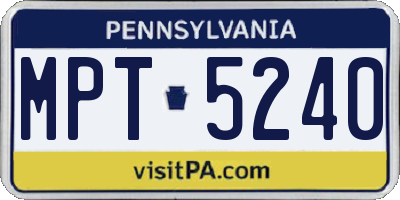 PA license plate MPT5240