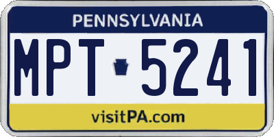 PA license plate MPT5241
