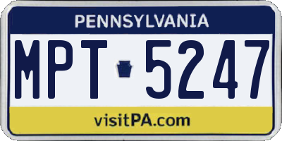 PA license plate MPT5247