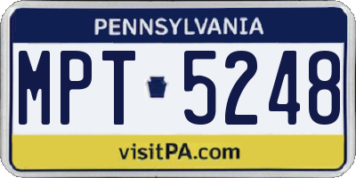 PA license plate MPT5248