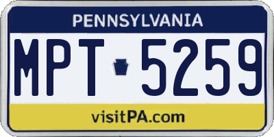 PA license plate MPT5259