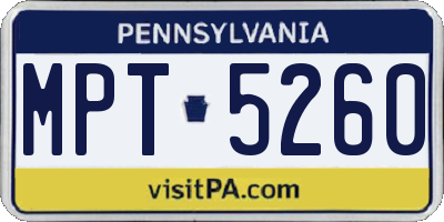 PA license plate MPT5260