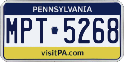 PA license plate MPT5268