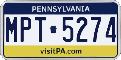 PA license plate MPT5274