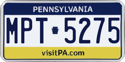 PA license plate MPT5275