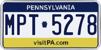 PA license plate MPT5278