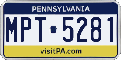 PA license plate MPT5281