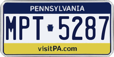 PA license plate MPT5287