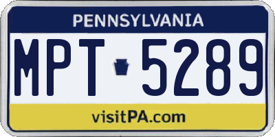 PA license plate MPT5289